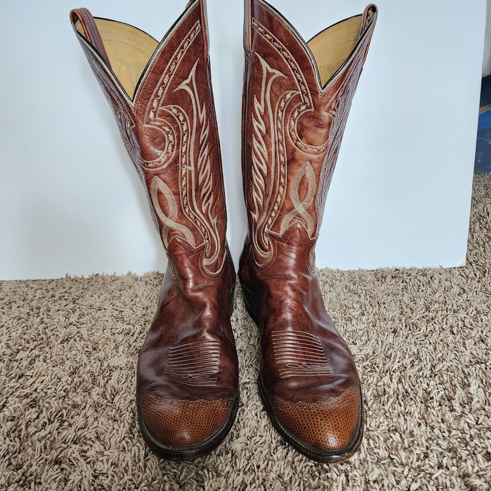 Tony Lama Rich Brown Western Boots - Picture 3 of 15